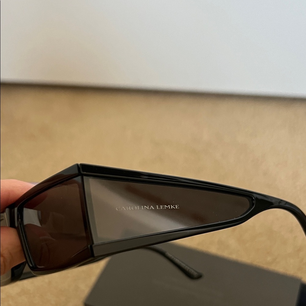 Carolina Lemke Black Rectangular Sunglasses - Picture 5 of 6